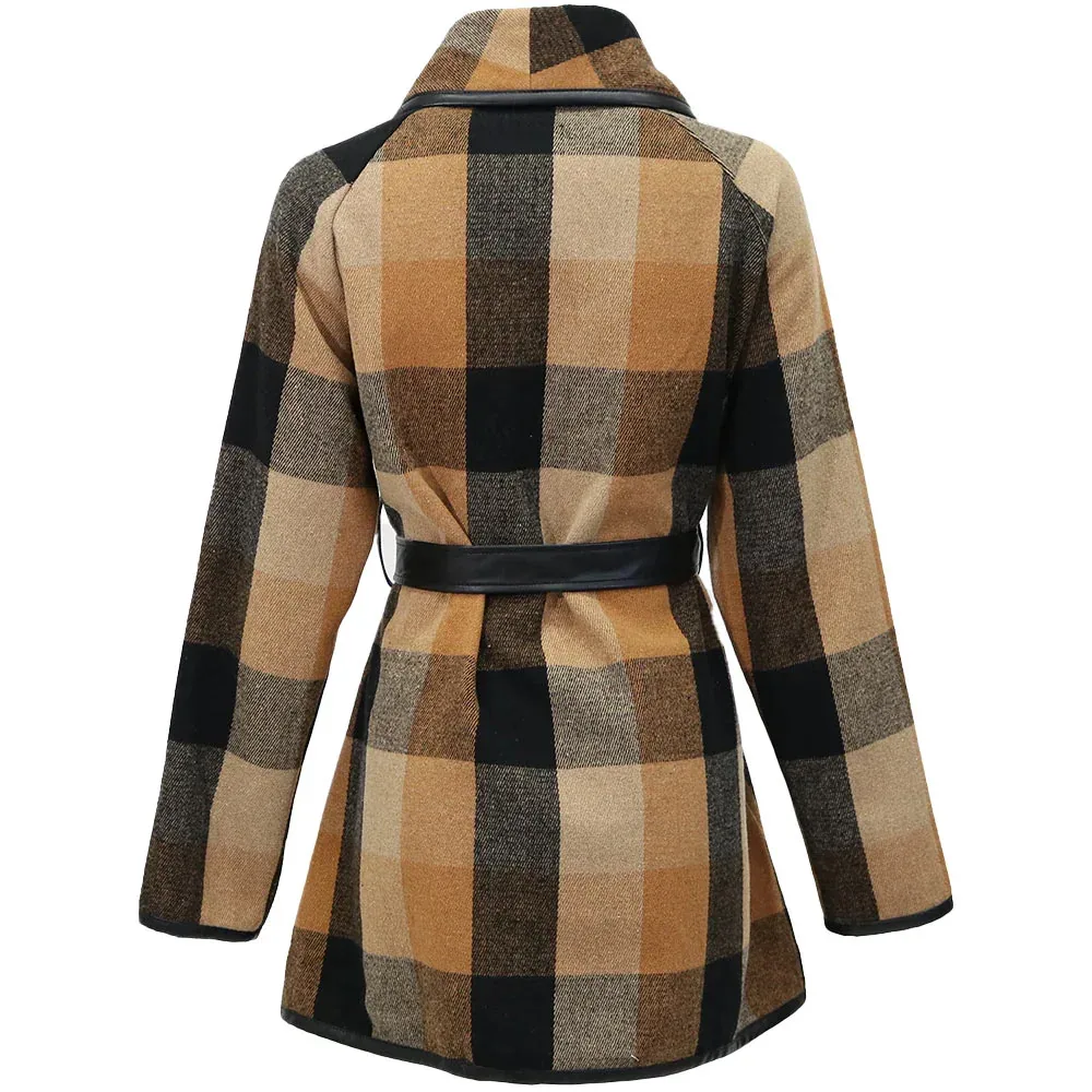 Hooey Ladies Tulia Wrap Brown Black Buffalo Plaid Jacket - Image 2