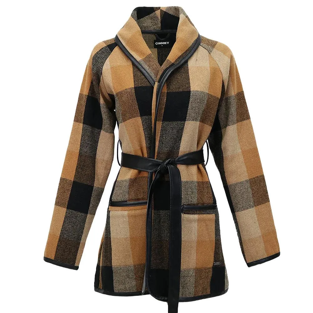 Hooey Ladies Tulia Wrap Brown Black Buffalo Plaid Jacket