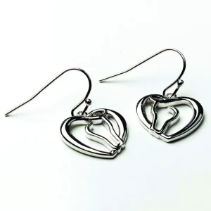 Horse Head as Heart Earrings Silver