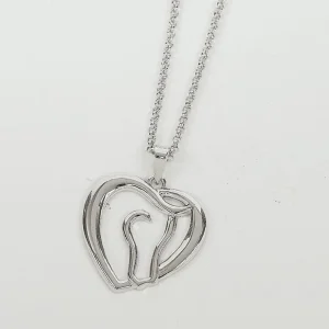 Horse Head In Heart Necklace 18