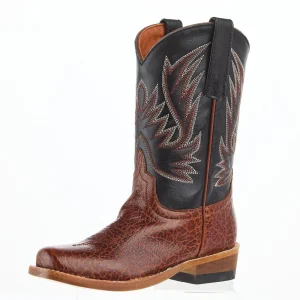 Horse Power Boots Kid`s Honey Bullfight Shoulder and Black Full Grain Cutter Toe Boot