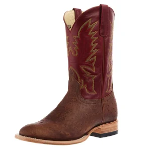 Horse Power Top Hand Men's Tobacco Smooth Ostrich Vamp 11in Red Weathered Goat Top