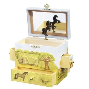 Horse Ranch Musical Treasure Box 6L x 4W x 6H Stee
