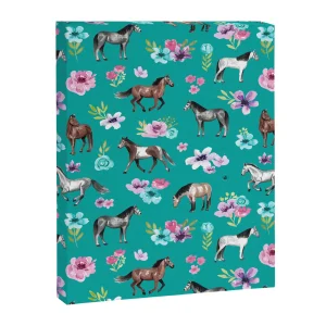 Horses and Flowers, Turquoise, Horse Decor, Horse Art, Western Decor Canvas Print