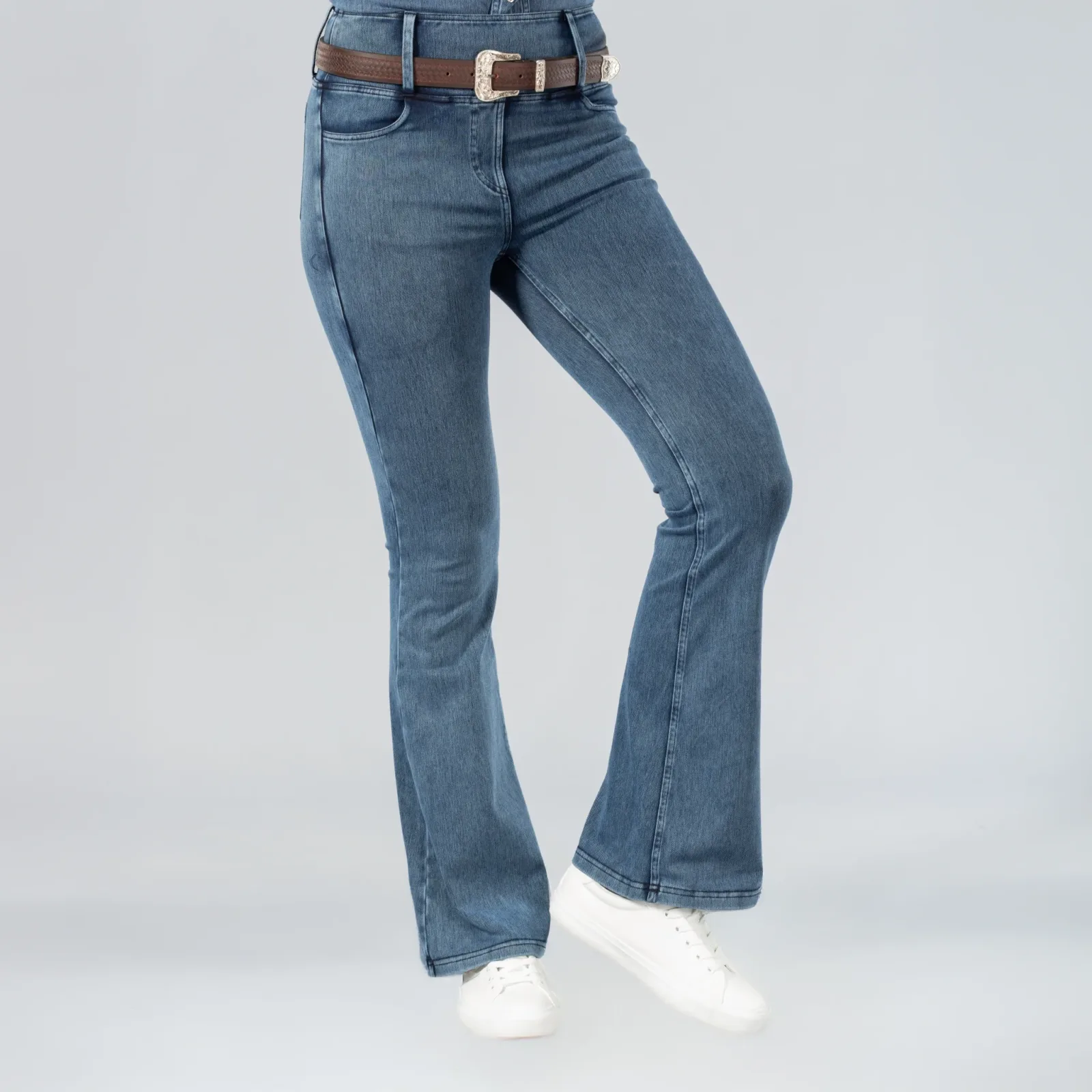Horze Emery Ladies Western Denim-Look Bootcut Tights - Image 2