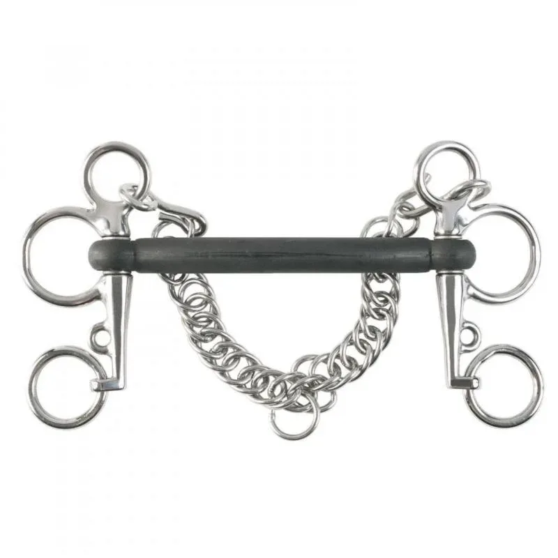 Horze Rubber Mullen Mouth Pelham Bit - Image 2