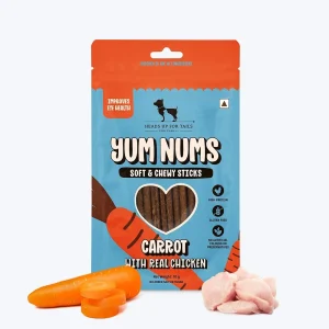 HUFT Yum Nums Grain Free Carrot with Real Chicken Soft & Chewy Sticks Dog Treats