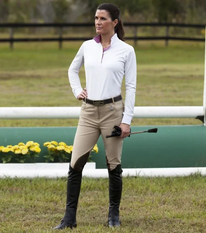 Huntley Ladies Beige Knee Patch Riding Pant - Image 2