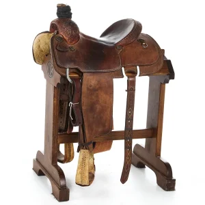 Hw Leather Used 14.5in Floral Team Roper with name on Cantle
