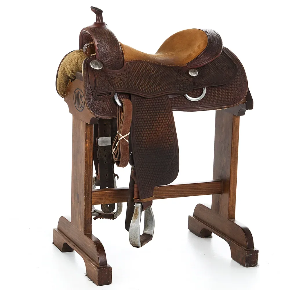 Hw Leather Used 15in Basket and Floral Combo Tooled Reining Saddle