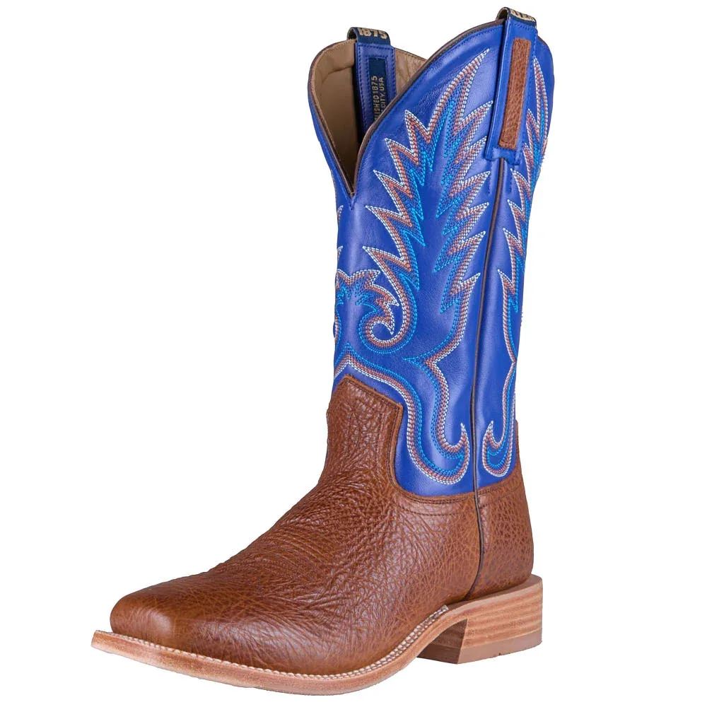 Hyer Boots Men's Kincaid Rye Shrunken Bull Hide Vamp 13in Bright Blue Goat Top
