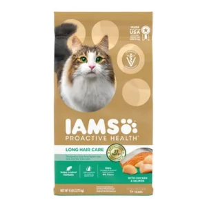 IAMS ProActive Health Adult Long Hair Dry Cat Food Chicken Salmon, 1ea/6 lb