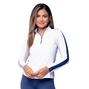 Ibkul Women's Lavender & Navy Long Sleeve 1/4 Zip