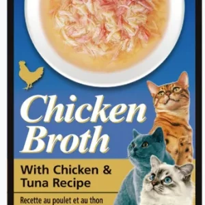 Inaba Chicken Broth with Chicken and Tuna Recipe Side Dish for Cats 1.76 oz