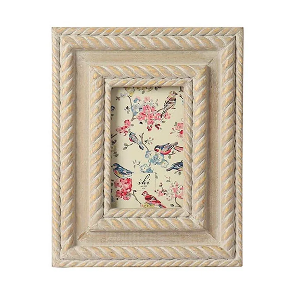 India Handicrafts Rope Carved Grey Frame 5x7