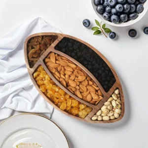India Handicrafts Wood Football Chip Dip