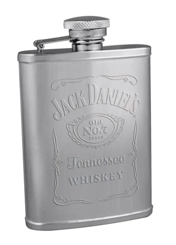 Jack Daniel's Embossed Label Logo Flask 3 oz Stain