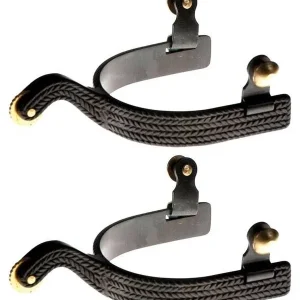 Jacks Basket Weave Roping Spurs with Embossed Bask