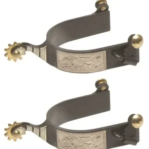 Jacks Roping Spurs with Engraved German Silver Tri