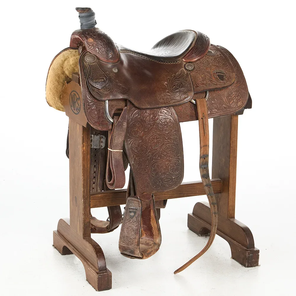 Jay Nordley Used 15in 3/4 Breed Floral Tooled Team Roper