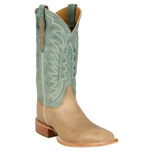 Justin Boot Company Mens Burchett Bone Goat Vamp 13In Turquoise Cowhide Top Boot