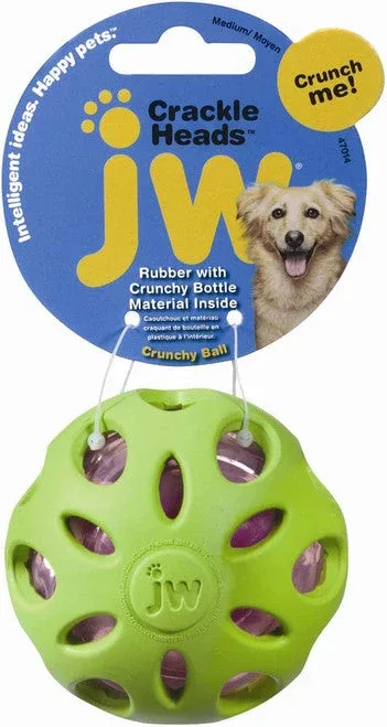 JW Pet Crackle Heads Crackle Ball Dog Toy Assorted MD - Image 2