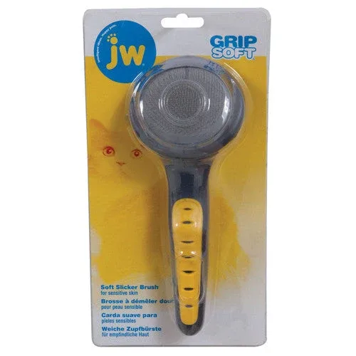 JW Pet GripSoft Cat Slicker Brush Gray/Yellow SM - Image 2