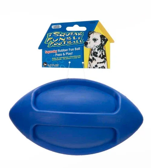 JW Pet iSqueak Funble Dog Toy Football Assorted LG - Image 2