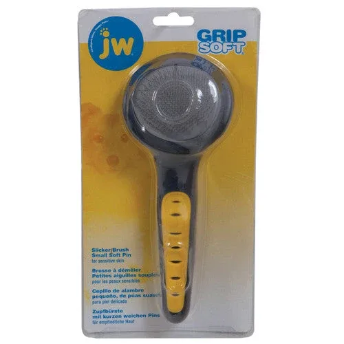 JW Pet Slicker Brush with Soft Pins Grey/Yellow SM - Image 2