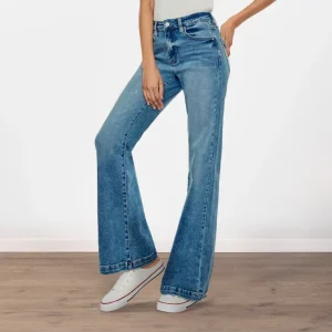 Kancan High Rise Medium Wash Wide Leg Jeans