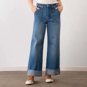 Kancan High Rise Utility Wide Leg Jeans