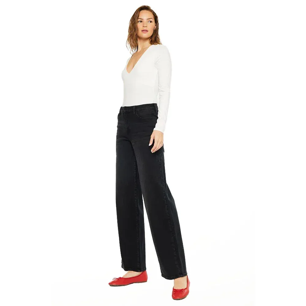 Kancan Women's Black High Rise Wide Leg Jean - Image 2