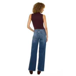 Kancan Women's Dark Wash High Rise Wide Leg Jean