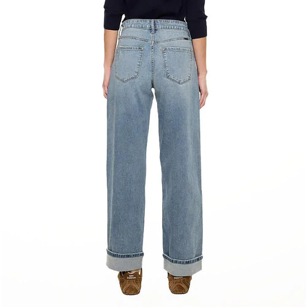 Kancan Women's Medium Wash Wide Leg Jean