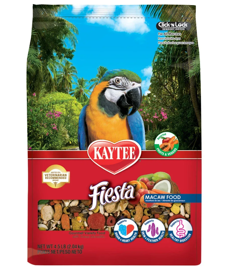 Kaytee Fiesta Macaw Bird Food 4.5 lb, Fortified Gourmet Diet