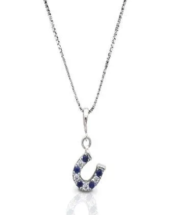 Kelly Herd Blue/Clear Dangle Horseshoe Necklace