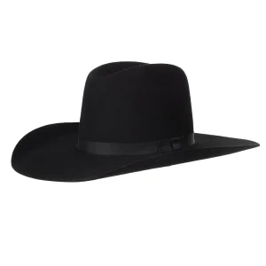 Kid's Black Cowtown 4in Brim Wool Hat