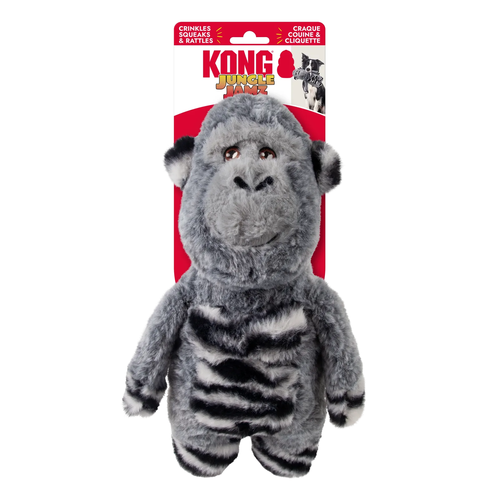 KONG Jungle Jamz Gorilla Dog Toy Grey Medium/Large