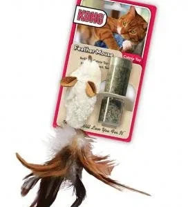 KONG Refillable Feather Mouse Catnip Cat Toy White One Size