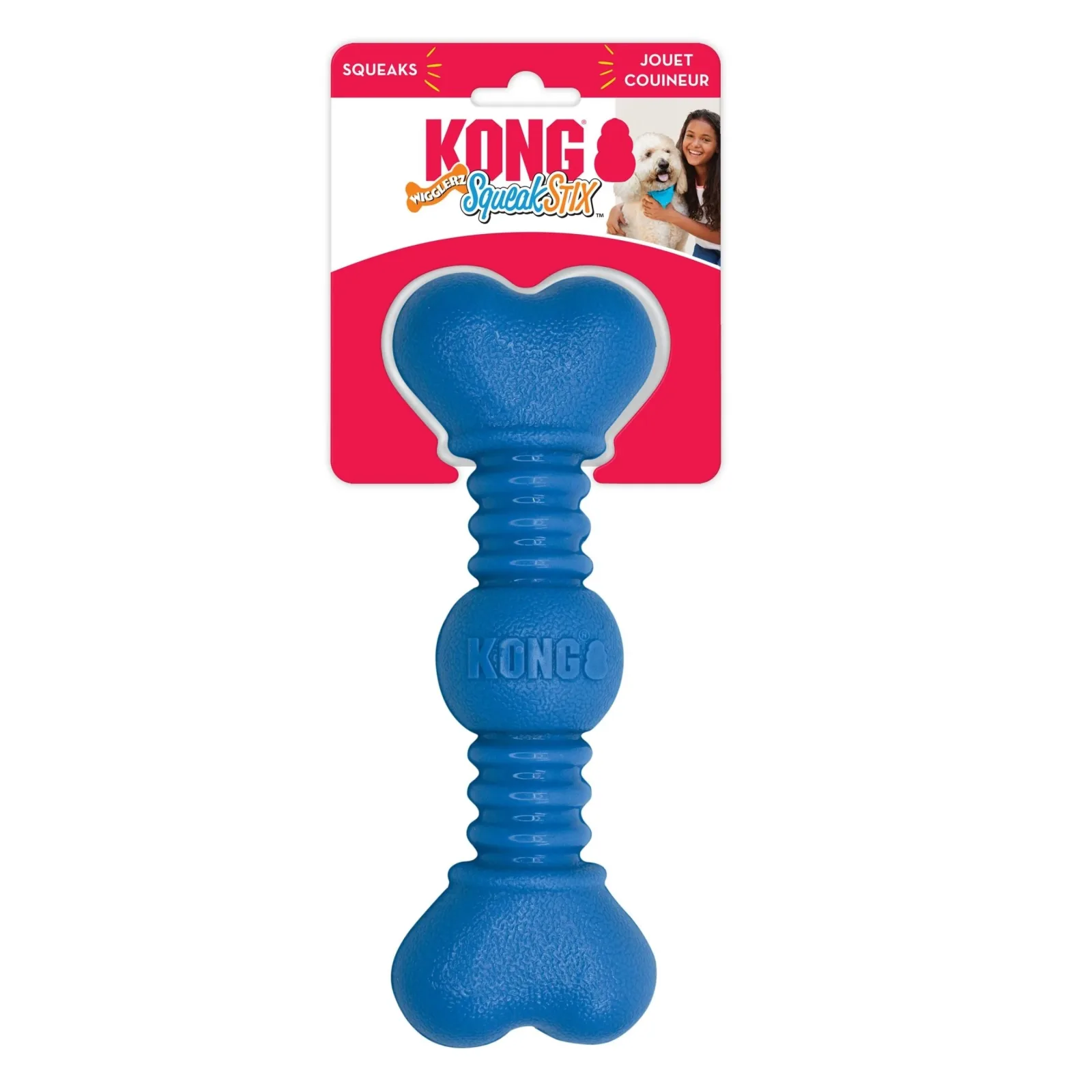 KONG SqueakStix Wigglerz Dog Toy Blue Medium, 2-Count