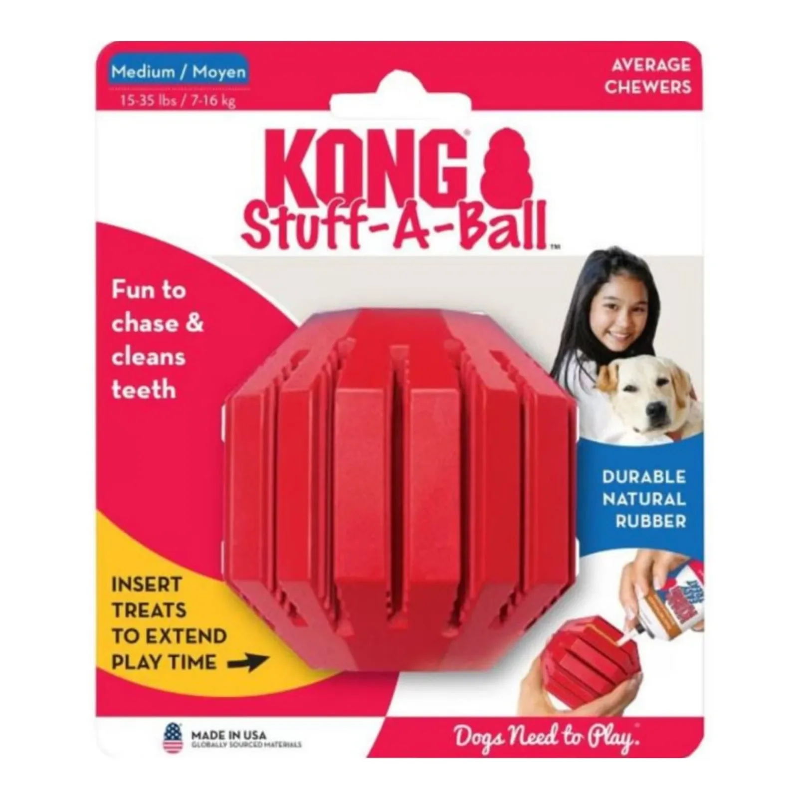 KONG Stuff-A-Ball Dog Toy, Red Medium