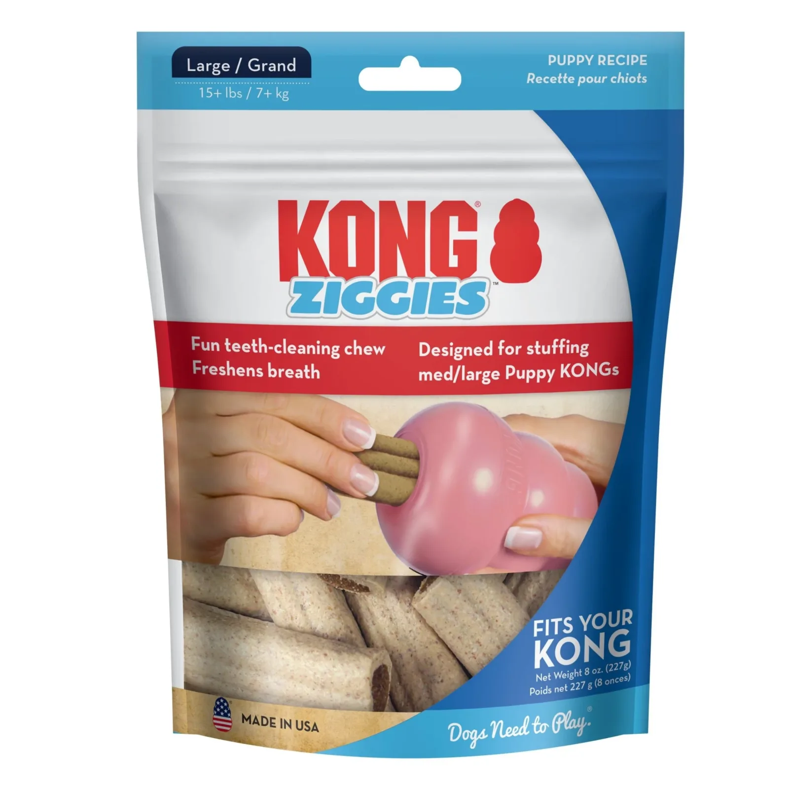 KONG Stuff'N Ziggies Puppy Dental Dog Treats Large 8 oz 6 ct