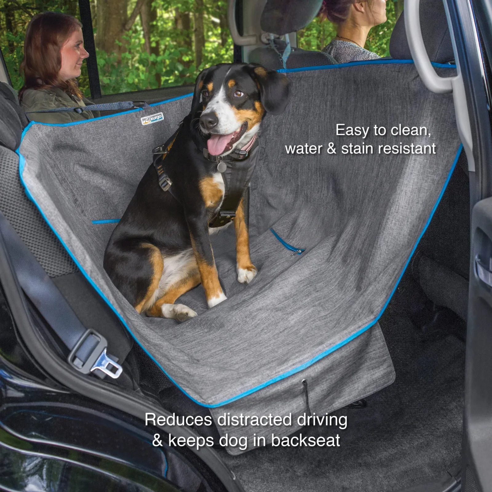 Kurgo Heather Half Dog Hammock Half Car Seat Cover for Pets, Pet Seat Cover, Car Hammocks for Dogs, Water-Resistant, 27.5" Wide (Heather Grey) - Image 2