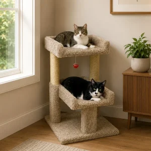 Large Cat Perch with Scratching Posts – Fully Assembled Solid Wood Design