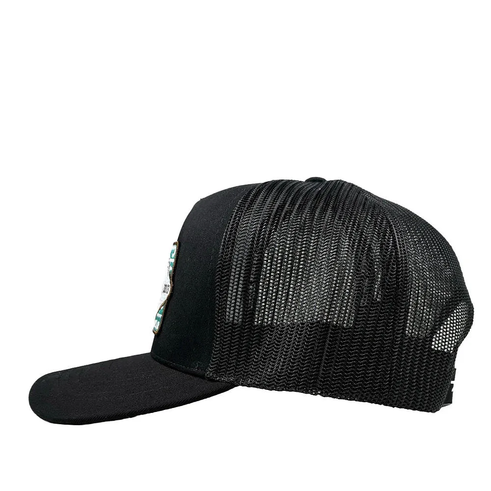 Lazy J Ranch Wear Black Iron Horn Curved Bill Trucker Cap - Image 2