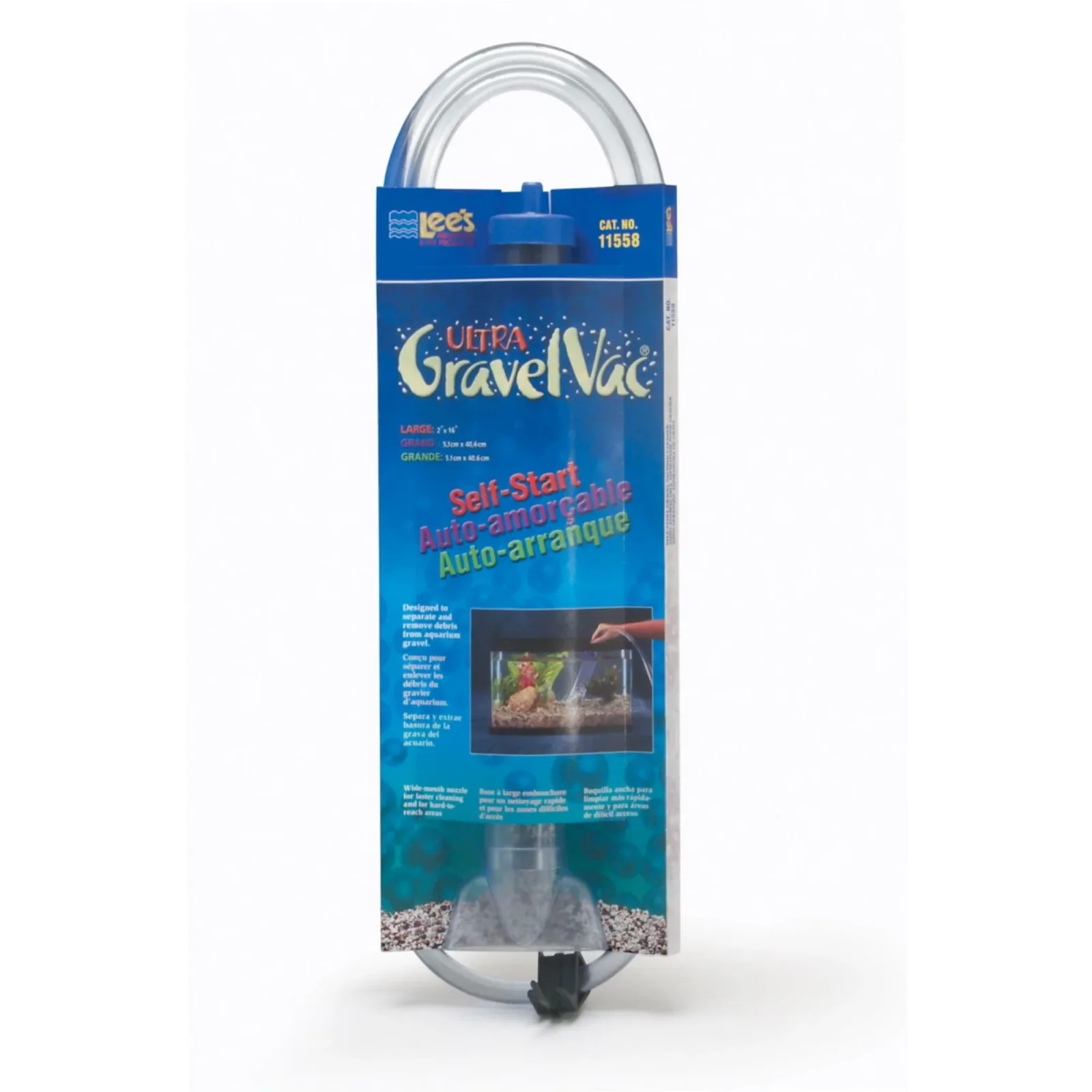 Lee's Aquarium & Pet Products Ultra GravelVac Self-Start Aquarium Gravel Vacuum Cleaner with Nozzle & Clip, 2 in x 16 in, Large
