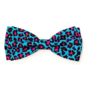 Leopard Teal/Pink Bow Tie