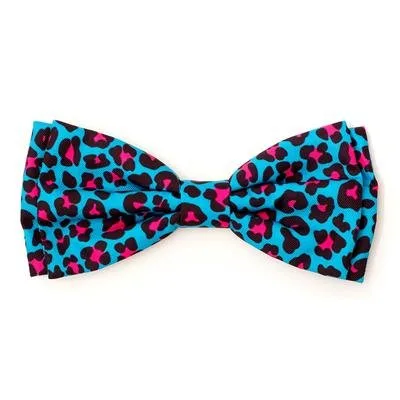 Leopard Teal/Pink Bow Tie
