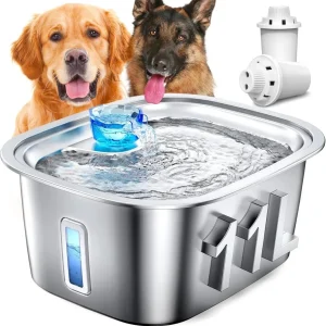 LESOTC 3-Gallon Stainless Steel Dog Water Fountain with Visible Water Level Window