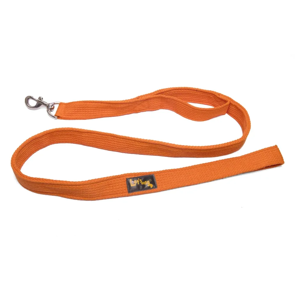 Let's Wag Double Handle Fabric Leash for Dogs (Orange)